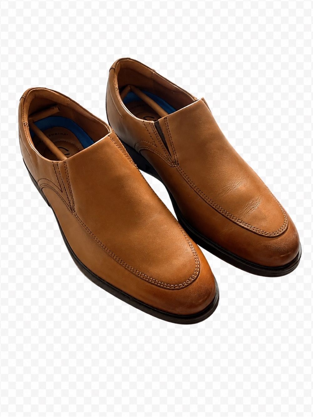 Clarks Men/Teen Slip-On Leather Loafers - Cognac Brown